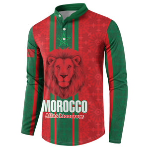 Morocco Football Custom Button Sweatshirt Atlas Lionesses Moroccan Folk Pattern