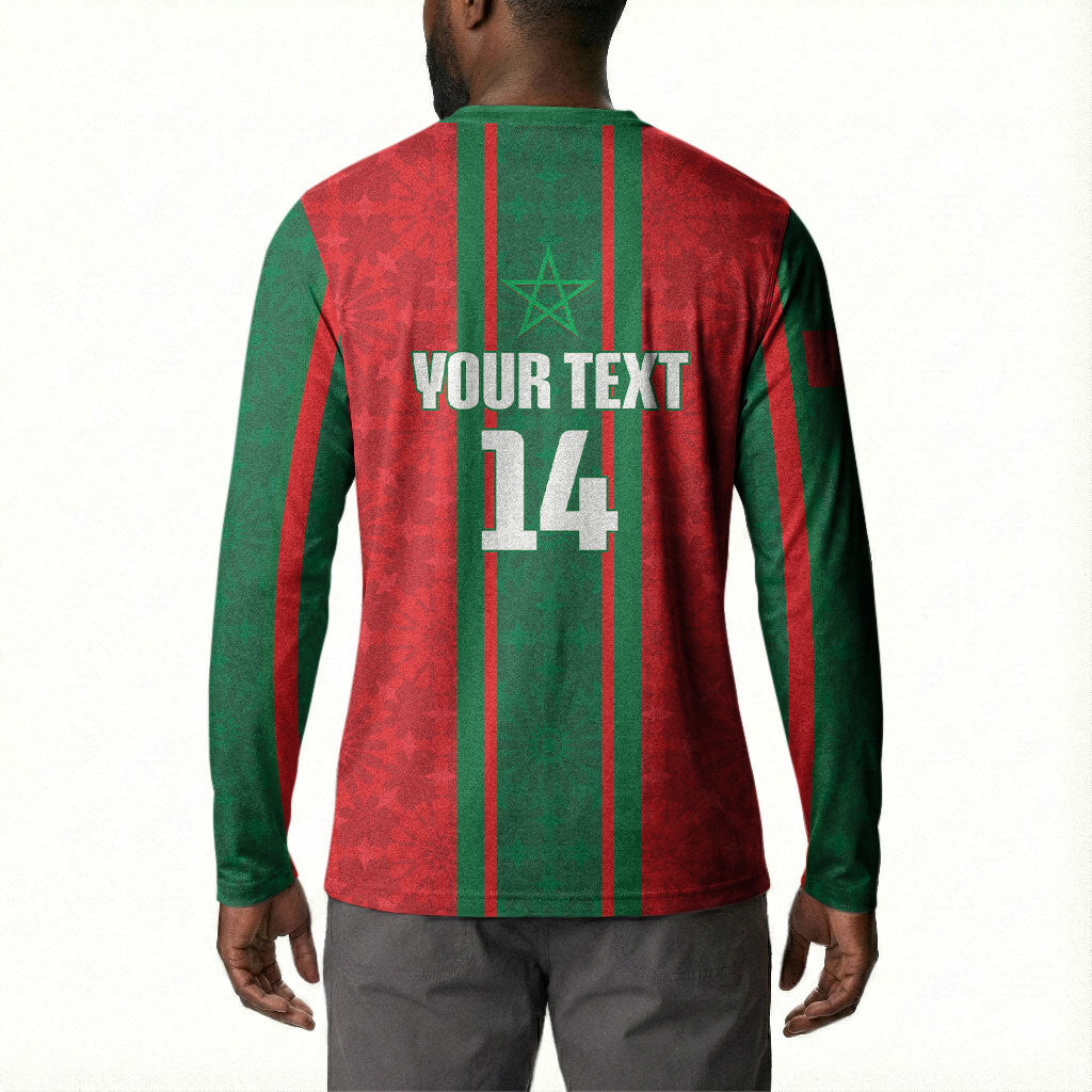 Morocco Football Custom Button Sweatshirt Atlas Lionesses Moroccan Folk Pattern