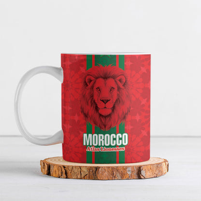 Morocco Football Custom Ceramic Mug Atlas Lionesses Moroccan Folk Pattern
