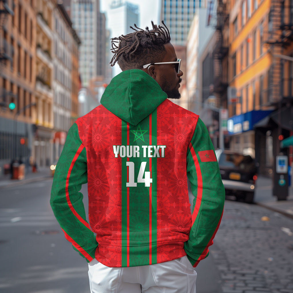 Morocco Football Custom Hoodie Atlas Lionesses Moroccan Folk Pattern
