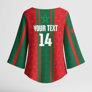 Morocco Football Custom Kimono Sleeve Blouse Atlas Lionesses Moroccan Folk Pattern