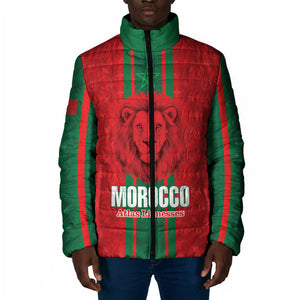 Morocco Football Custom Padded Jacket Atlas Lionesses Moroccan Folk Pattern