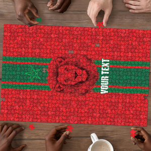 Morocco Football Custom Puzzle Atlas Lionesses Moroccan Folk Pattern
