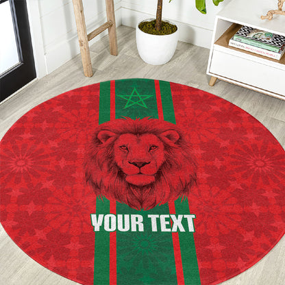 Morocco Football Custom Round Carpet Atlas Lionesses Moroccan Folk Pattern