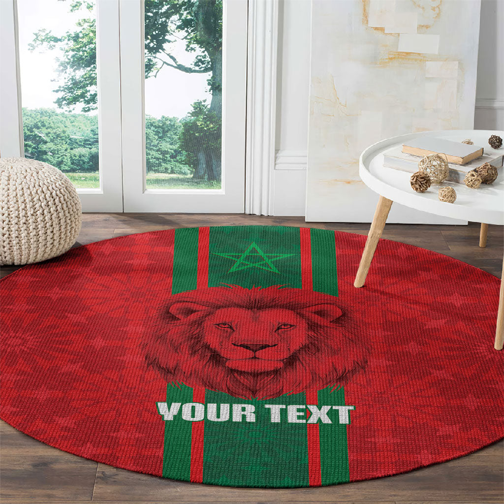 Morocco Football Custom Round Carpet Atlas Lionesses Moroccan Folk Pattern