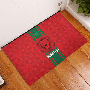 Morocco Football Custom Rubber Doormat Atlas Lionesses Moroccan Folk Pattern