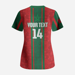 Morocco Football Custom Scrub Top Atlas Lionesses Moroccan Folk Pattern