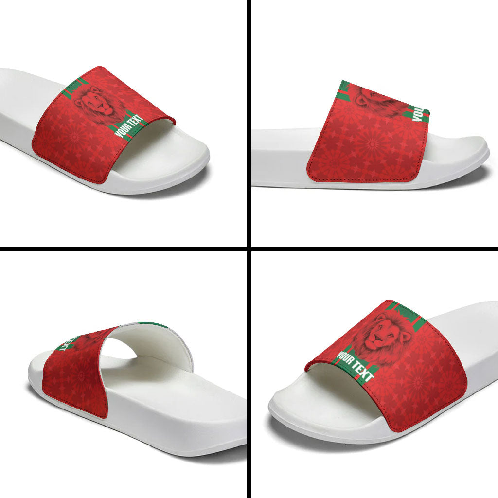 Morocco Football Custom Slide Sandals Atlas Lionesses Moroccan Folk Pattern