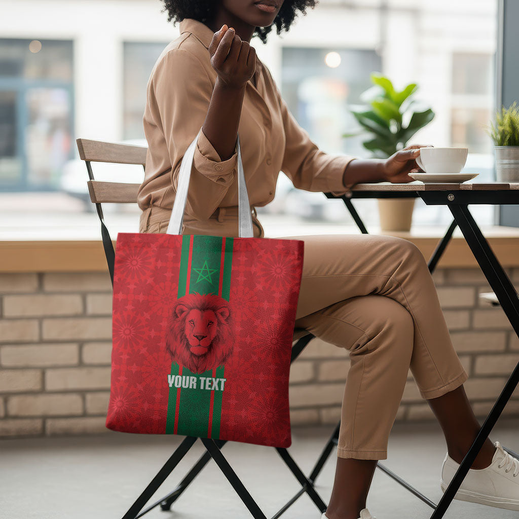 Morocco Football Custom Tote Bag Atlas Lionesses Moroccan Folk Pattern