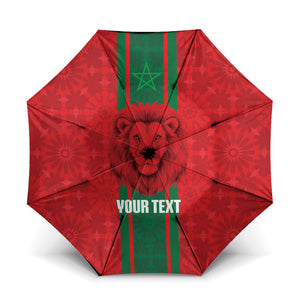 Morocco Football Custom Umbrella Atlas Lionesses Moroccan Folk Pattern