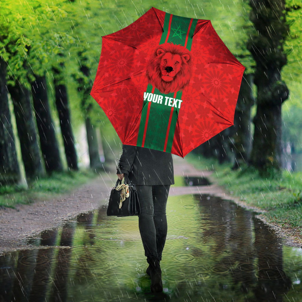 Morocco Football Custom Umbrella Atlas Lionesses Moroccan Folk Pattern