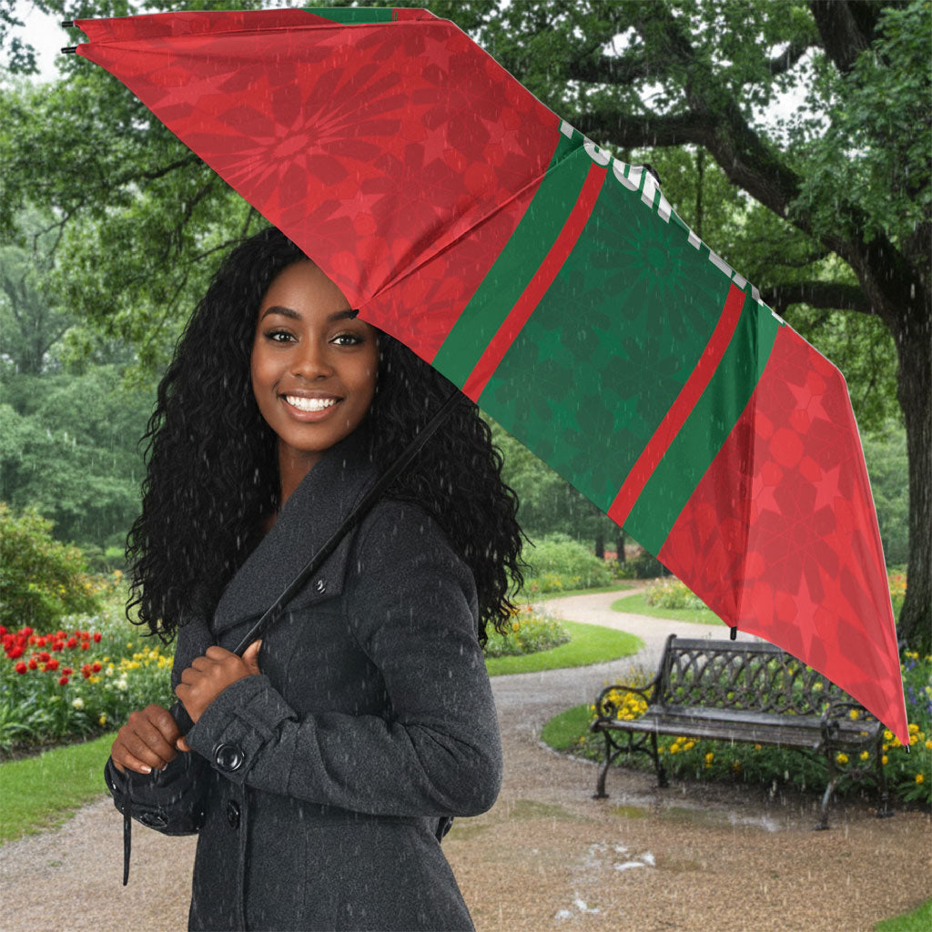 Morocco Football Custom Umbrella Atlas Lionesses Moroccan Folk Pattern