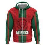 Morocco Football Custom Zip Hoodie Atlas Lionesses Moroccan Folk Pattern