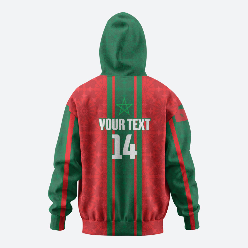Morocco Football Custom Zip Hoodie Atlas Lionesses Moroccan Folk Pattern