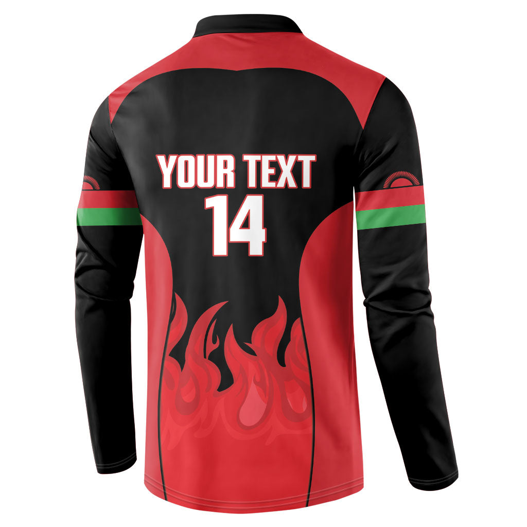 Malawi Football Custom Button Sweatshirt Red Rising Sun Go Scorchers