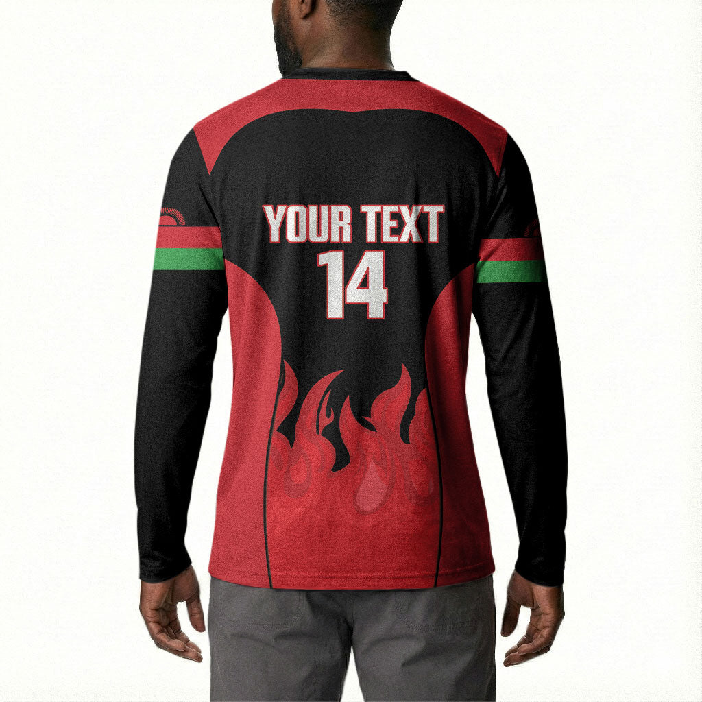 Malawi Football Custom Button Sweatshirt Red Rising Sun Go Scorchers