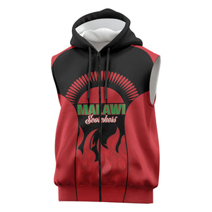 Malawi Football Custom Sleeveless Zip Hoodie Red Rising Sun Go Scorchers