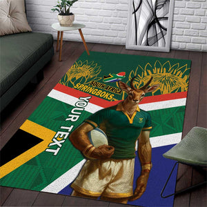 Custom South Africa Rugby Area Rug 2024 Go Springboks Mascot African Pattern