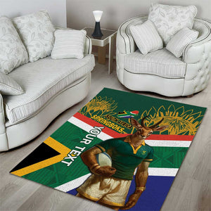 Custom South Africa Rugby Area Rug 2024 Go Springboks Mascot African Pattern