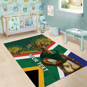 Custom South Africa Rugby Area Rug 2024 Go Springboks Mascot African Pattern