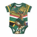 Custom South Africa Rugby Baby Onesie Go Springboks Mascot African Pattern