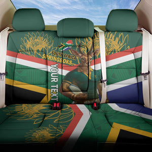 Custom South Africa Rugby Back Car Seat Cover 2024 Go Springboks Mascot African Pattern