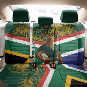 Custom South Africa Rugby Back Car Seat Cover 2024 Go Springboks Mascot African Pattern