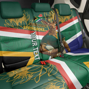 Custom South Africa Rugby Back Car Seat Cover 2024 Go Springboks Mascot African Pattern