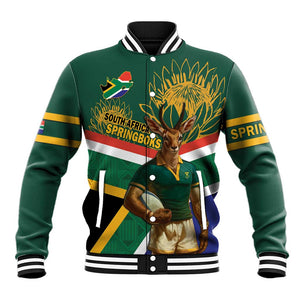 Custom South Africa Rugby Baseball Jacket 2024 Go Springboks Mascot African Pattern LT14