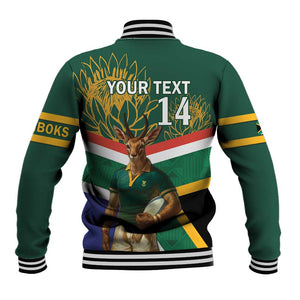 Custom South Africa Rugby Baseball Jacket 2024 Go Springboks Mascot African Pattern LT14