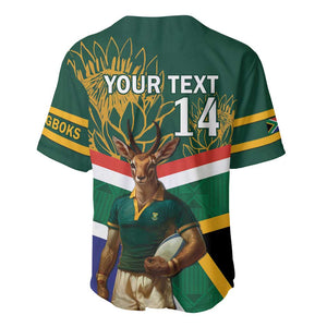 Custom South Africa Rugby Baseball Jersey 2024 Go Springboks Mascot African Pattern