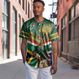 Custom South Africa Rugby Baseball Jersey 2024 Go Springboks Mascot African Pattern