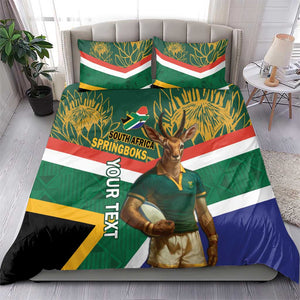 Custom South Africa Rugby Bedding Set 2024 Go Springboks Mascot African Pattern