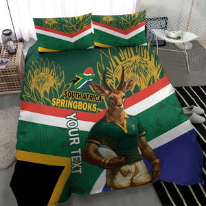 Custom South Africa Rugby Bedding Set 2024 Go Springboks Mascot African Pattern