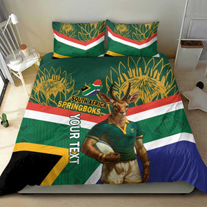 Custom South Africa Rugby Bedding Set 2024 Go Springboks Mascot African Pattern