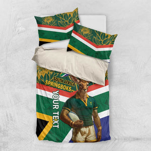 Custom South Africa Rugby Bedding Set 2024 Go Springboks Mascot African Pattern