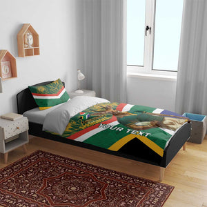 Custom South Africa Rugby Bedding Set 2024 Go Springboks Mascot African Pattern