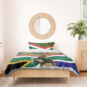 Custom South Africa Rugby Bedding Set 2024 Go Springboks Mascot African Pattern