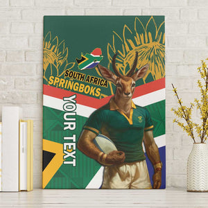 Custom South Africa Rugby Canvas Wall Art 2024 Go Springboks Mascot African Pattern