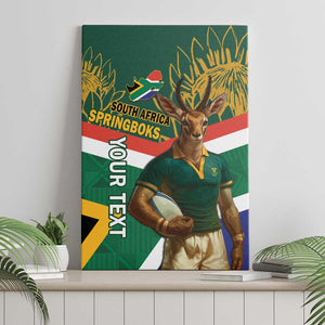 Custom South Africa Rugby Canvas Wall Art 2024 Go Springboks Mascot African Pattern