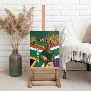 Custom South Africa Rugby Canvas Wall Art 2024 Go Springboks Mascot African Pattern