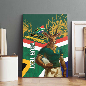 Custom South Africa Rugby Canvas Wall Art 2024 Go Springboks Mascot African Pattern