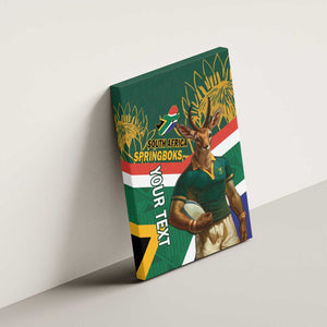 Custom South Africa Rugby Canvas Wall Art 2024 Go Springboks Mascot African Pattern