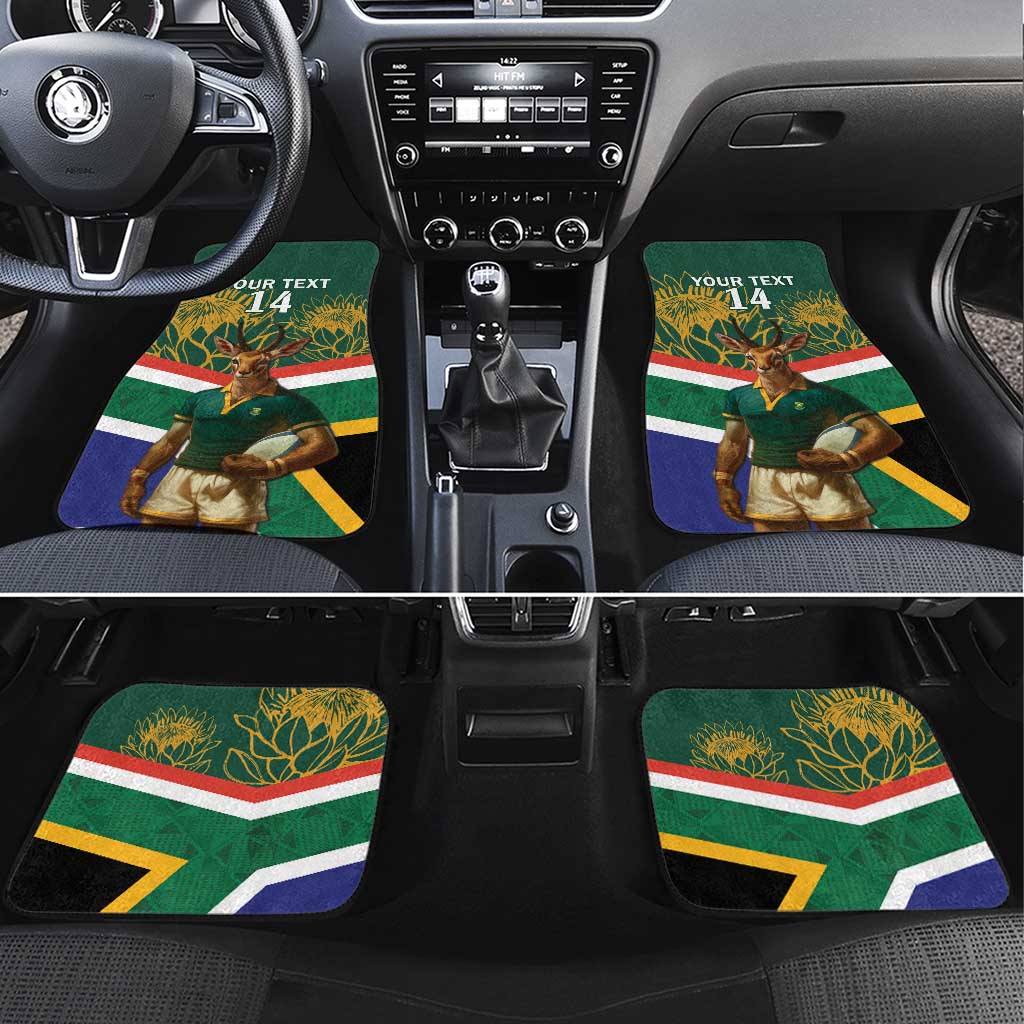 Custom South Africa Rugby Car Mats 2024 Go Springboks Mascot African Pattern