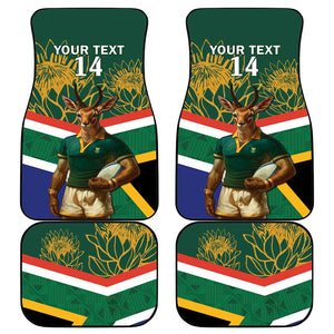 Custom South Africa Rugby Car Mats 2024 Go Springboks Mascot African Pattern