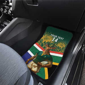 Custom South Africa Rugby Car Mats 2024 Go Springboks Mascot African Pattern