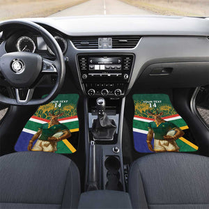 Custom South Africa Rugby Car Mats 2024 Go Springboks Mascot African Pattern