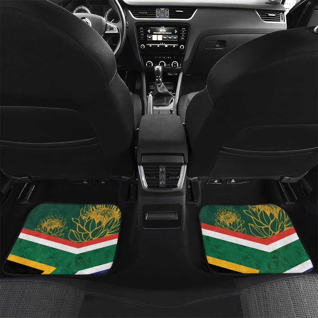 Custom South Africa Rugby Car Mats 2024 Go Springboks Mascot African Pattern