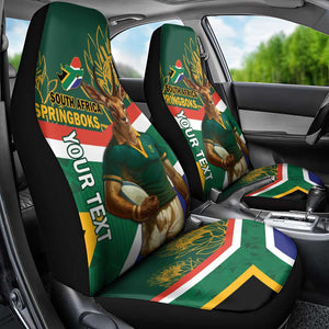 Custom South Africa Rugby Car Seat Cover 2024 Go Springboks Mascot African Pattern