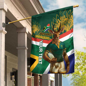 Custom South Africa Rugby Garden Flag 2024 Go Springboks Mascot African Pattern